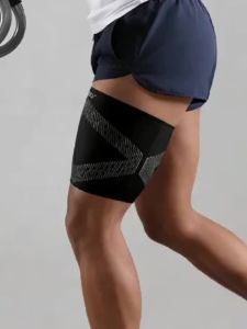 1 Pack Thigh Compression Sleeve Breathable Leg Warmers with Knee Stabilizer Support for Workout Running Tennis & All Sports