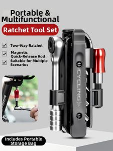TOOKTRO | Mountain and Road Bike Repair Tool Kit Ratchet Torque Wrench Hex Key