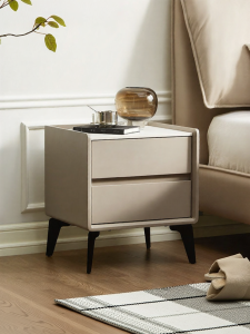 YUANSHI YUANSU | Natural Solid Wood Modern Minimalist Birch Grey Bedside Table