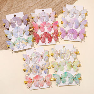 4/6 Piece Set Sweet and Cute Butterfly Hair Clip Imitation Pearl Metal Bow Bangs Broken Hair Hair Clip Candy Color Children Girls Fashion Hair Accessories