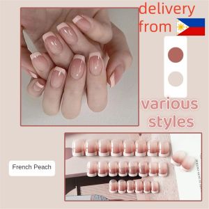 FenHuan 【Local Delivery】explosions Simple Short And Long Blush Gradient Nail Nails Spice Girls Pure Desire Wind Cute Funny Wearable Nails