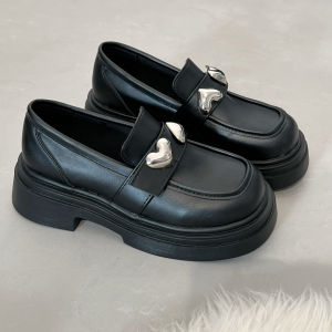 Giày Lolita khuy hình trái tim đế cao 5cm Giày Mary Jane mũi vuông phong cách Nhật Bản Taoladyshoes