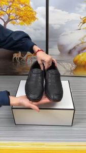 Spring summer new business casual Hand Stitched Genuine Leather Slip On Mens Shoes