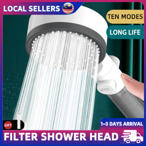 10 Modes Filtered Shower Head with Stop Button One-Key Water Saving Ionic Filter Showerhead Large Water Output Skin Care Head Pancuran Mandi Berpenapis