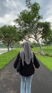 Celana Jeans Panjang Cutbray Wanita Abu Higtwaist