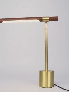Log Table Lamp Adjustable Tilt Angle LED Desklight Library Bedside Office Wood Grain Desk Light