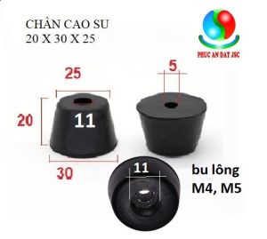chân đế cao su giảm rung chống trượt cho các thiết bị máy móc tủ loa đồ gỗ 20x30x25
