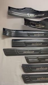Ốp bậc cửa nẹp bước chân trong ngoài xe Toyota Wigo 2023-Mẫu chất liệu Titan cao cấp