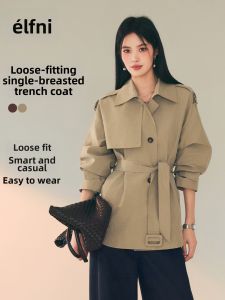 Eifini | Áo Khoác Trench Coat Kiểu Hàn Quốc Chống Nhăn Phù Hợp Rộng Dài Đều