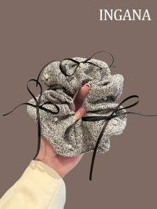 ริบบิ้นผูกผมสไตล์ฝรั่งเศสย้อนยุคพร้อมโบว์ผีเสื้อและมุกสำหรับผู้หญิง ริบบิ้นผูกผมแบบหนา ประดับผมสไตล์เกาหลี ริบบิ้นผูกผมแบบหนา