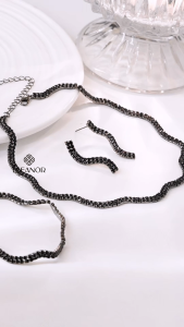 Dây chuyền vòng tay bông tai Eleanor Accessories bộ trang sức đính đá phụ kiện trang sức 10152