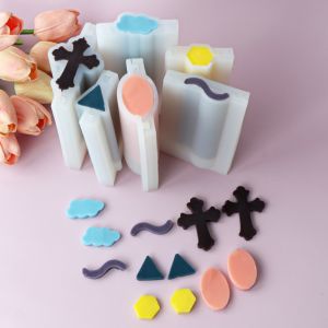 Heart-shaped Crucifix Cloud Moon Star Silicone Soap Mold DIY Handmade Flower Round Triangle Candle Crafts Tube Mould
