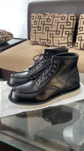 Lennox Black - Sepatu Kulit Moc Toe Boots Rugged Style Pull Up