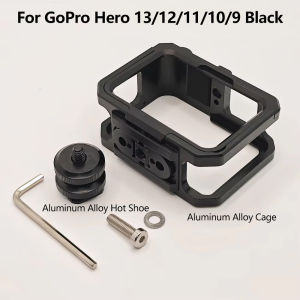 Aluminum Alloy Cage Metal Frame Protective Housing Case for GoPro Hero 13/12/11/10/9 Action Camera with 1/4 & Cold Shoe Mount