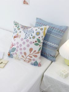 Pure Cotton Pillowcase Small Floral Pattern Customizable Size Lumbar Pillow Core Pure White Square Pillowcase Home Textile
