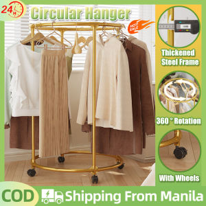 Thickened Rotating Clothes Rack With Wheels Circular Clothes Hanger Heavy Duty Clothes Hanger Organizer Clothing Organizer Racks Indoor Hanger For Bedroom Balcony Laundry Room