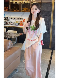 YUEZHONGWEI | Summer Design Strawberry Print Bling T Shirt Loose Slim Fit Top