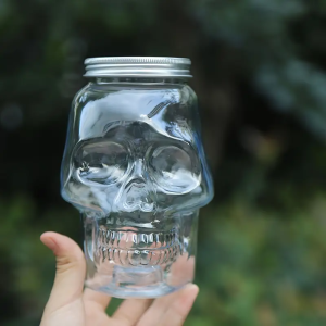 Contemporary Skull-Shaped Decorative Bottle 1pc PET Hand Wash Halloween Festive Beverage Cup Candy Jar Sealable Container