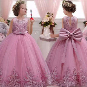 Children's Princess Dresses: Embroidered Bow Wedding & Birthday Party Dresses for Girls 3-12