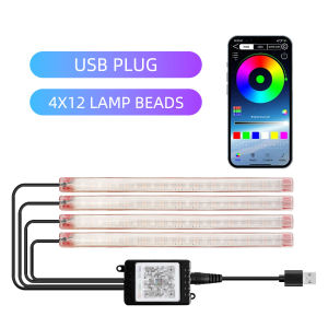 KEVANLY | Car Interior Neon 48 LED Ambient Foot Light with USB Wireless Remote Music APP Control Auto RGB Atmosphere Decorative Lamp