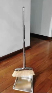 Broom and Dust pan Set Household Cleaner Sturdy and Durable Thick Stainless steel Long Handle