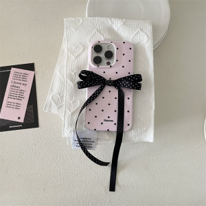 Simple Polka Dot Butterfly Knot Phone Case for  16Promax/15 17Pro/14 Protective Soft Shell Womens Style Digital Accessory