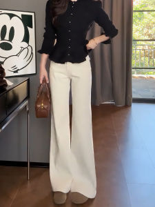 MANMI | Slender High Waist Loose Long Pants For Women White Plus Size