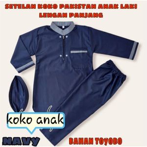 baju koko anak pakistan Navi panjang 4-12thn
