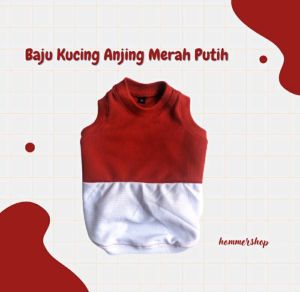 Baju Kucing Anjing kaos merah putih