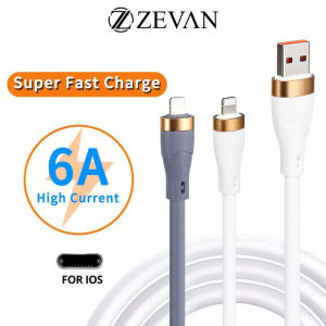 ZEVAN Kabel Data Charger Silikon Cair 6A 120W USB C Cable 120CM - Super Cepat & Super Lembut - Tersedia dalam Warna Ungu dan Putih (1-Pack)