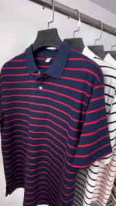 Pure cotton Yarm-dyed Stripes Polo Shirts business casual American tops