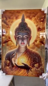 Tranh Phật Đính Đá Pha Lê Đèn Led Treo Tường Trang Trí Phòng Khách Phòng Thờ Phòng Làm Việc - Quà Tặng Decor Trang Trí