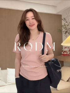 plus Size Womens Summer T-Shirt Short Sleeve V-Neck Slim Fit Drop Shoulder Ruffle Hem Waterdrop Egg Shape Top for plus Size