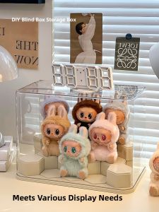 Labubu Acrylic Storage Box Plush Doll Toy Organizer Display Case for Collectible Figures Toys Adult Home Organization