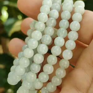 108 * 6mm beads Natural Type A Jadeite Jade as Bracelet / Necklace certificate weighs 39.93 grams (bracelet37)