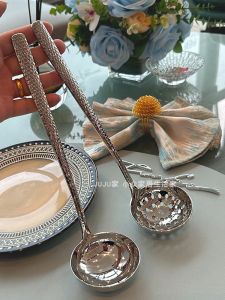 Thickened Large Soup Shell Hot Pot Spoon Hammer Point Pattern Deepened Stainless Steel 304 Kitchen Cooking Utensil Soup Spoon