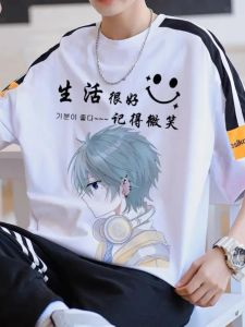 American Style Oversize Mens T-Shirt Summer New Half Sleeve Creative Fun Print Casual Shirt for Teens Short Sleeve Trendy Brand