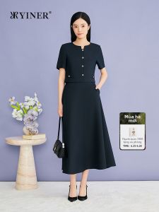 YINER | Summer New Fashion Fake Two Pieces Textured Waist-contracted A-line Dress