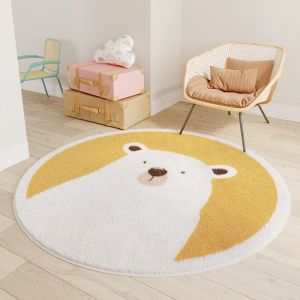 VIKAMA Động Vật Hoạt Hình Thảm Tròn Giả Cashmere Thấm Hút Chống Trơn Trượt Sàn Chống Mài Mòn Nhà Phòng Ngủ Thảm Trang Trí