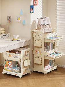 Mobile Book and Snacks Storage Rack Multilayer