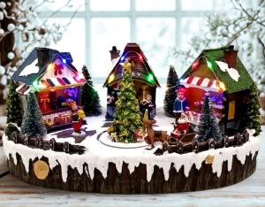SANTA CLAUS VISITS THE PARK CHRISTMAS VILLAGE DISPLAY