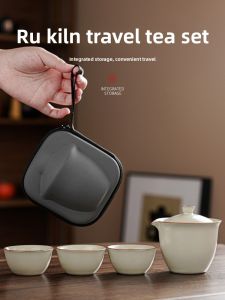XIANGYE | Travel Portable Ceramic Tea Set One Pot Three Cups