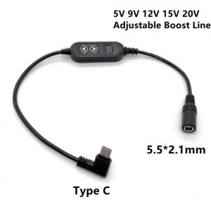 Type C To DC PD Adapter Cable Adjustable 5V/9V/12V/15V/20V Power Boost Line USB C To DC Adapter Cable