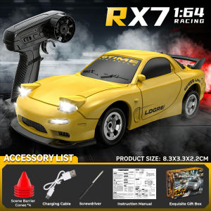 Mini RC Drift Car 1:64 4WD Proportional Throttle Steering RX7 Remote Control Car Racing Car Simulation Toy Gift