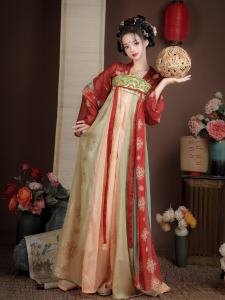 Original Han Tang Pavilion Womens Tang Style Embroidered Short Cheongsam Skirt Spring Autumn Style Daily Student Fairylike