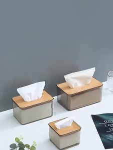 Hộp Đựng Giấy Ăn Nhựa Trong Suốt Nắp Tre Gỗ Thiết Kế Sang Trọng Đa Dạng Nhiều Kích Thước SHOPE