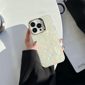 Pearl white marble texture Phone Case For iPhone 15 15plus 15pro 15promax 14 14pro 14promax Electroplated shock-proof hard Case 11 12 13promax High end elegant style phone case for girl women