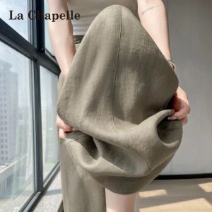 La Chapelle ㅣOld Money Style Wide Leg Pants Summer Lightweight Ice Silk Cotton Linen