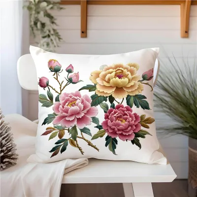 Square Pillowcase Cover Office Living Room Sofa Cushion Removable Washable Leather Pad Square Shape PP Cotton Filling