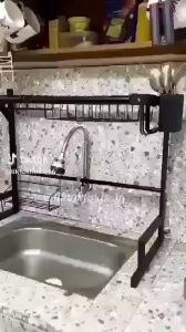 SN Kitchen Sink Rack With Cover Dish Drain Rack Multi-function Cupboard Dustproof Storage Shelf